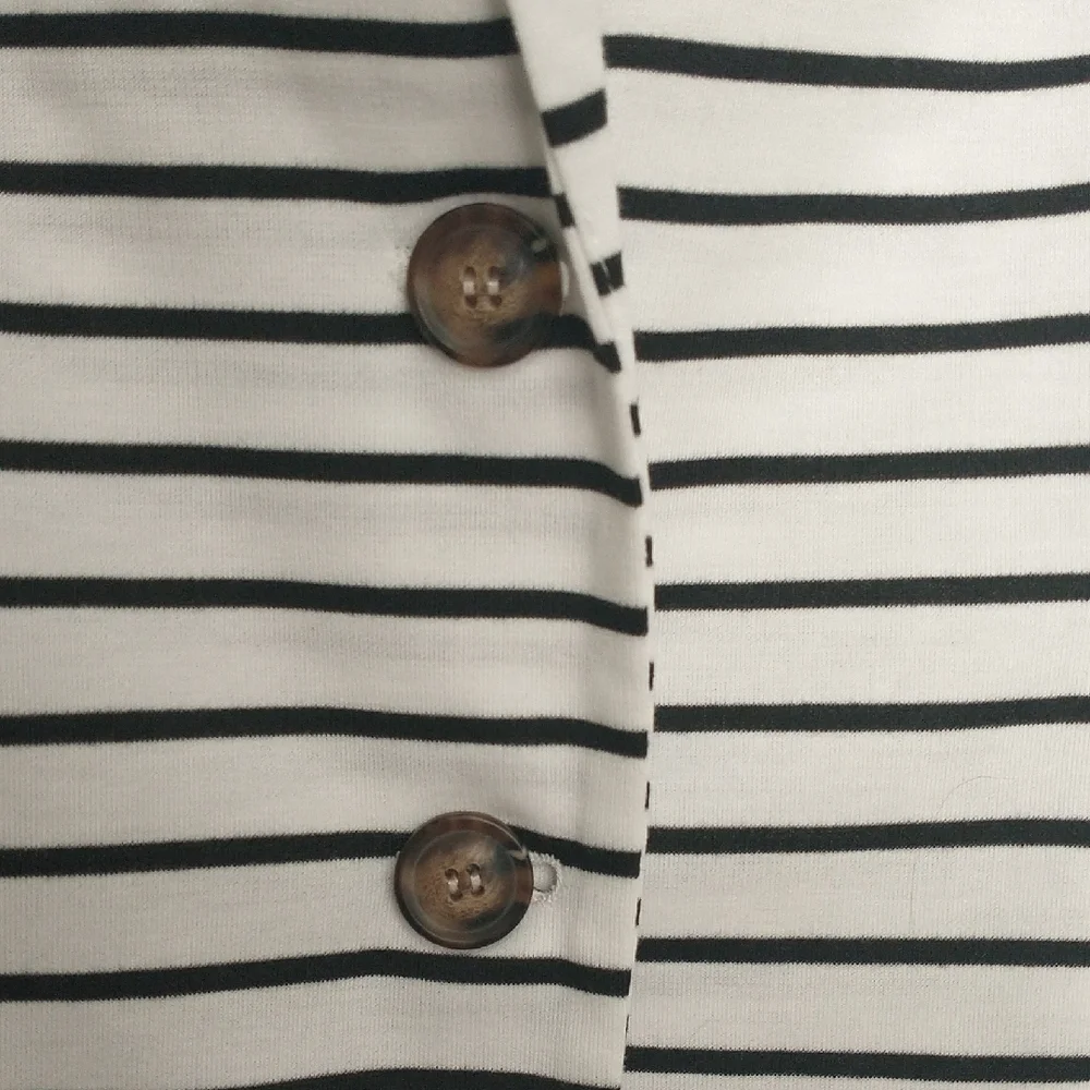 Allegra K White and Black Striped Blazer - Picture 3 of 6